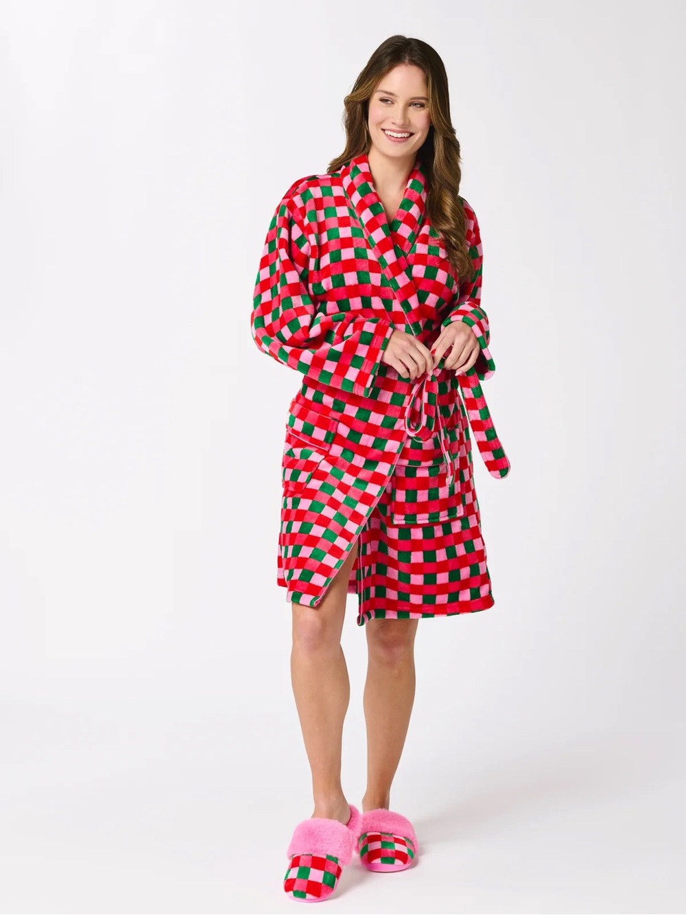 Shiraleah Red & Green Check Plush Robe